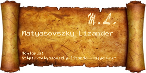 Matyasovszky Lizander névjegykártya